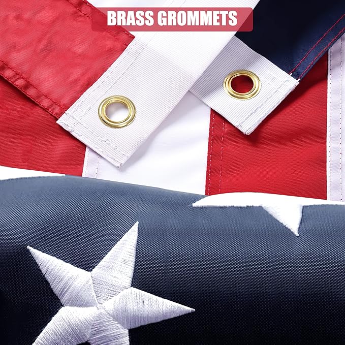 American Flag 15x25 Ft, Outdoor Premium US Flags, Heavy Duty Durable, 420D Oxford Nylon, Embroidered Stars, Brass Grommets