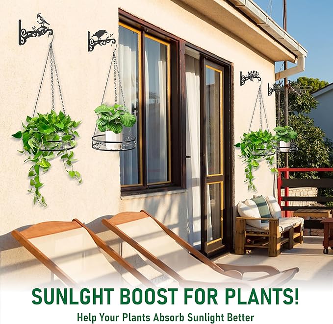 8-Pack Metal Hanging Planters for Outdoor Plants - Heavy Duty Anti Rust 4 Flower Pot Holder with 4 Bird Patterned Plant Hanger – Aesthetic Hanging Plant Holder for an Instant Indoor and Outdoor Decor