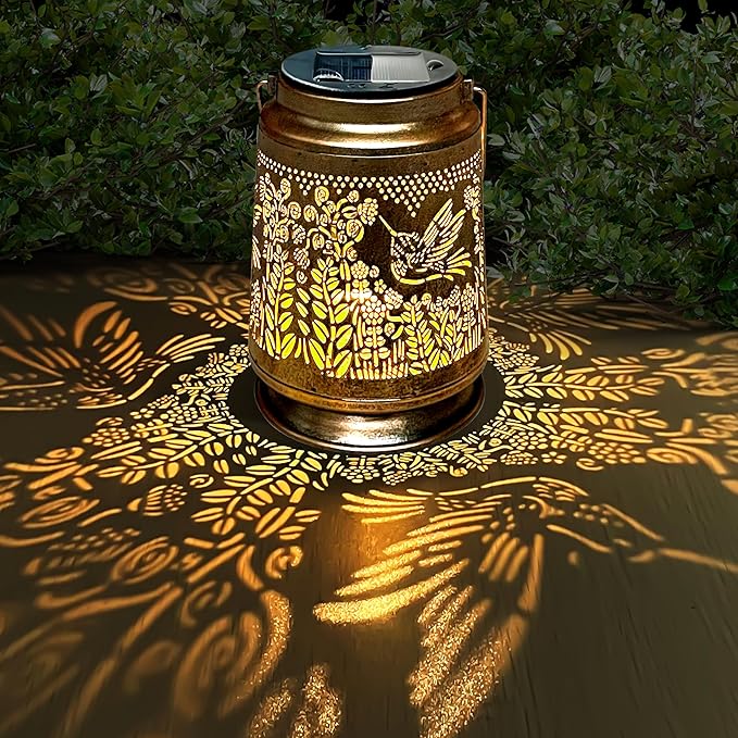 KY&BOSAM Fly Hummingbird Solar Lanterns Outdoor Waterproof Hanging Solar Lights Christmas Gifts for Women Men Metal Bird Decoration LED Solar Lantern Garden Decor for Yard,Tabletop,Pathway,Landscape