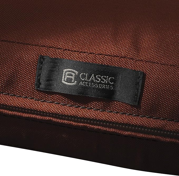 Classic Accessories Ravenna Water-Resistant 19 x 19 x 3 Inch Patio Seat Cushion, Spice, Chair Seat Cushion