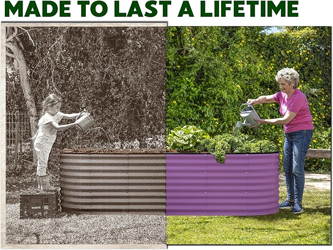 Galvanized Raised Garden Beds Outdoor // 4×2×2 ft Planter Raised Beds for Gardening, Vegetables, Flowers // Large Metal Garden Box (Purple) // Patented Tool-Free Design
