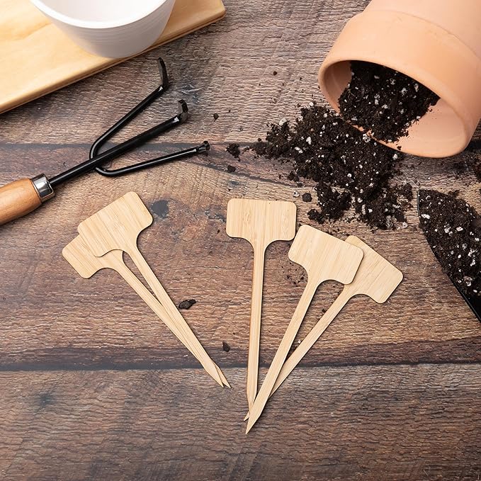 Bamboo Plant Stakes, 50pcs, Extra Long Plant Labels (2.25" x 1.5" x 7"), Bamboo Garden Signs, 50 pcs Plant Tags, Plant Identifications Stakes, Plant Markers