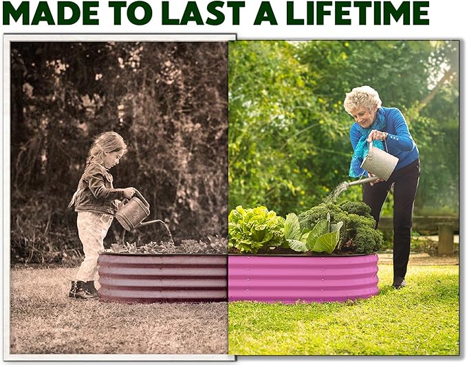 Galvanized Raised Garden Beds Outdoor // 4×2×1 ft (2-Pack) Planter Raised Beds for Gardening, Vegetables, Flowers (Pink) // Large Metal Garden Box