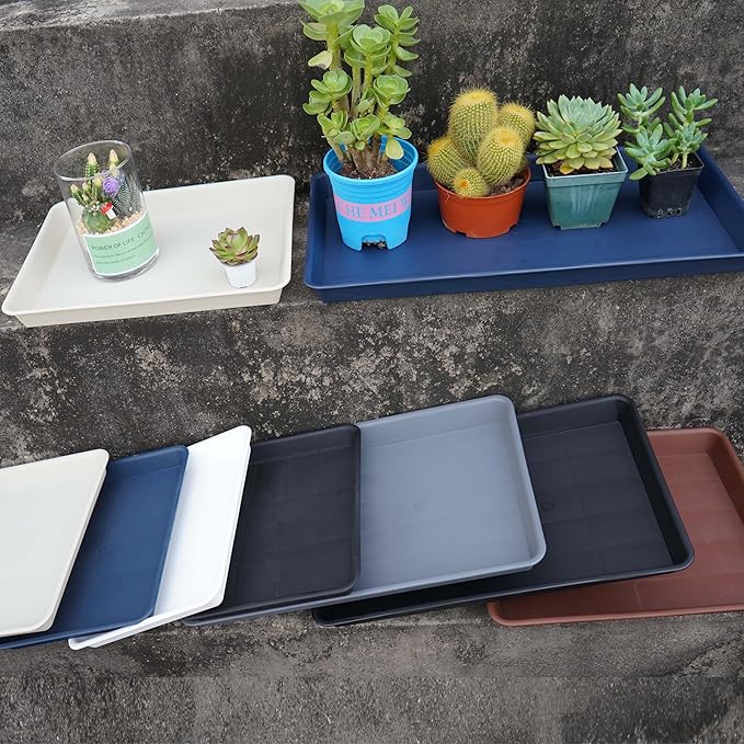 2 Pack Plant Growing Nursery 1020 Trays, Plant Saucer Tray, Heavy Sturdy Seed Starting Trays, Plant Saucer for Indoors No Holes, Seed Starter Growing Tray (22"x11.2", Black)