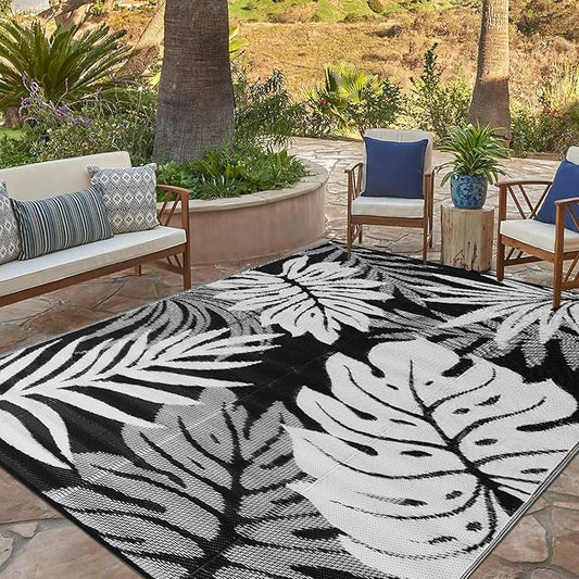 Outdoor Rug 8x10 ft Waterproof, Reversible Outdoor Plastic Straw Rug for Patios Clearance, Outdoor Area Rug Carpet RV Mat for Camping Backyard Deck Porch