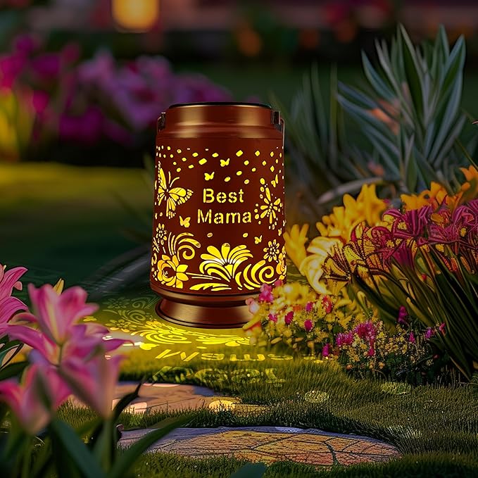KY&BOSAM Solar Lanterns Outdoor Waterproof Butterfly Garden Decor Hanging Solar Lights Outdoor Gifts for Women Mom Grandma Metal Decorative LED Lanterns for Yard, Patio,Backyard,Porch,Pathway Decor