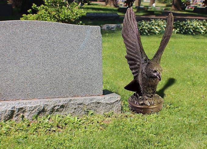 EMSCO Group Freedom Eagle Statue – Natural Bronze Appearance – Made of Plastic Resin – 32” Height