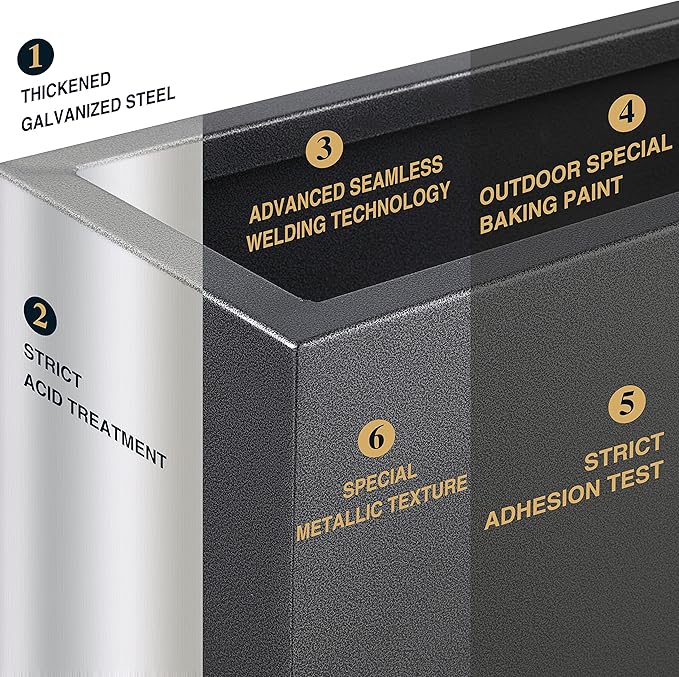 Metallic Heavy Planter for Outdoor Plants, 38Lx10Wx30H Inches Tall and Long Metal Divider Planter Box for Outside & Indoor, No Assembly Required (Gray)