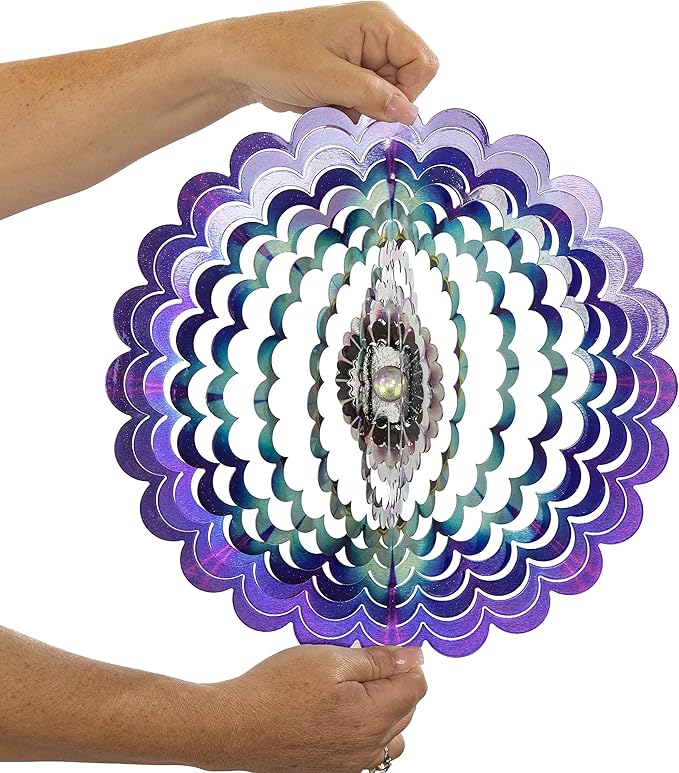 VP Home Floral Burst Mandala Kinetic Wind Spinner for Yard and Garden Wind Spinner Outdoor Metal Large Hanging Mandala Decor 3D Garden Art Wind Sculpture Spinners