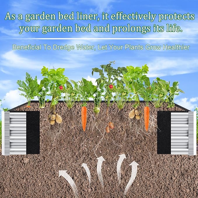 6x3x2ft Fabric Raised Garden Bed liner for Planter Raised Beds, Garden Grow Bed Bags to Grow Vegetables, Flowers, Fruits, Herbs, and Succulents, Rectangle Planting Container for Outdoor, 269 Gallon