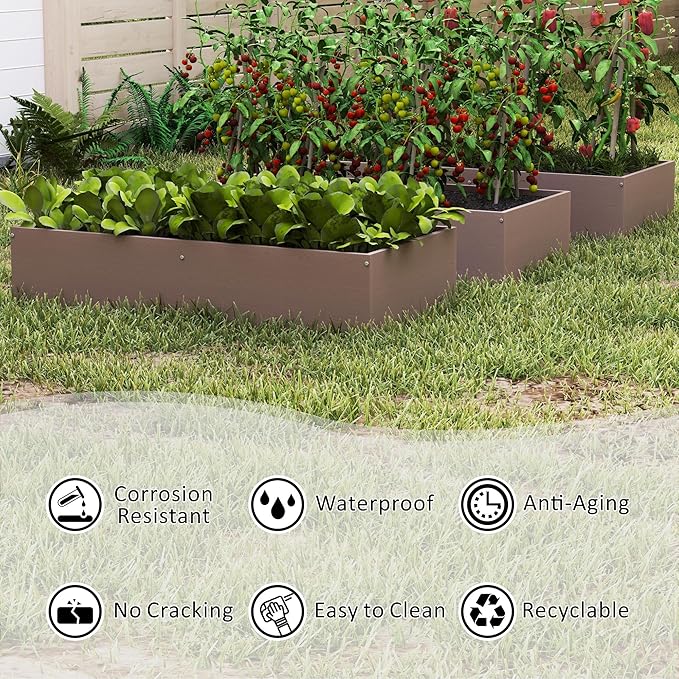 HDPE Raised Garden Bed 47.24 * 24.4 * 9.65 in,Vegetable Planter Bed Outdoor,Elevated Horticulture Planter Bed,Waterproof,Rot-Resistant and Non-Cracking Above Ground Garden Bed(Light Brown)