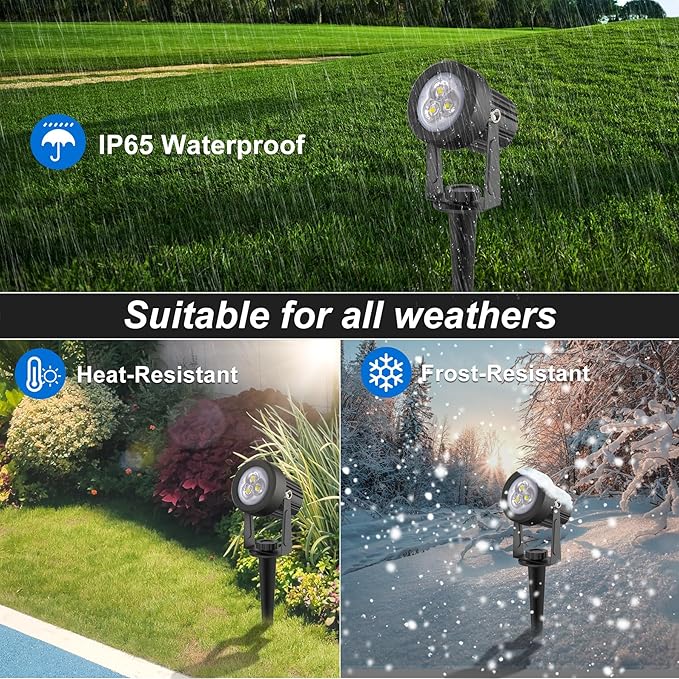 Solar Spot Lights Outdoor, Solar Landscape Spotlights IP65 Waterproof 9.8ft Cable, Auto On/Off Outdoor Wall Lights for Garden Yard Driveway Porch Walkway Pool (6000K White 2 Pack)