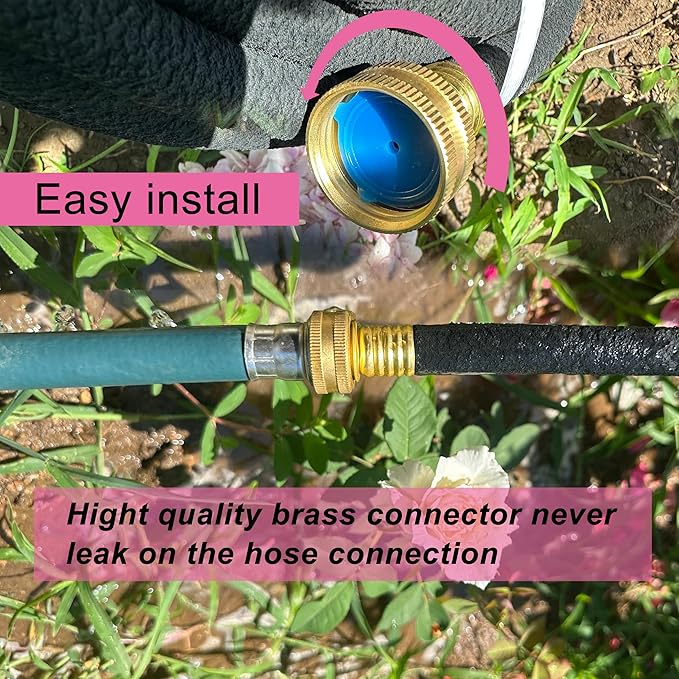Rubber Soaker Hose, 1/2 inch, 50ft Garden Hose for Irrigation,Water-Saving up to 70%, Brass Connector Leak-Proof, Heavy-duty Hose, Watering for Trees,Lawns, Vegetables and Flowers.