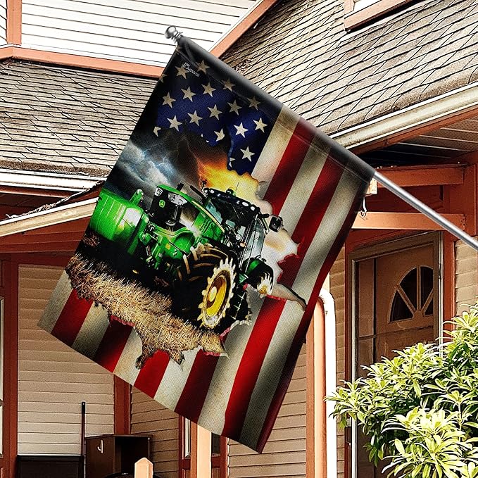 FLAGWIX American Flags, Farmer Tractor Flags - 4th of July Decorations for Home, Outside, House Flags 30x40, Tractor Farmer American Flag - Double Sided Heavy Duty Canvas, Decorative Outdoor Flags
