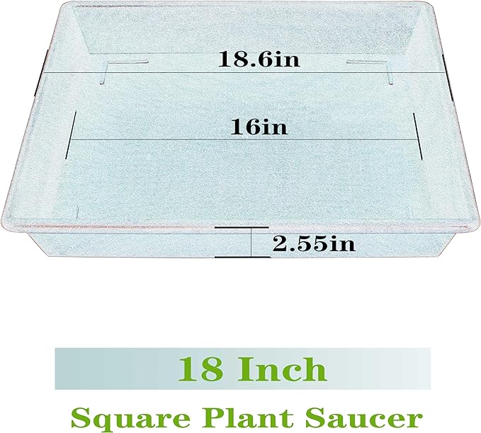 Square Plant Saucer 18 Inch 4 Pack, Plant Stand Plant Trays for Pots Heavy Duty Plastic Plant Saucers for Indoors Outdoors, Flower Pot No Holes Terracotta Plant Lover Gardening Gifts