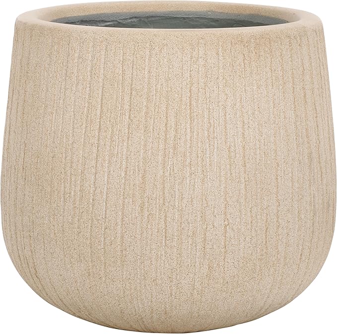 SAFAVIEH Outdoor Collection Francia Modern Beige Concrete Ficonstone Planter Pot