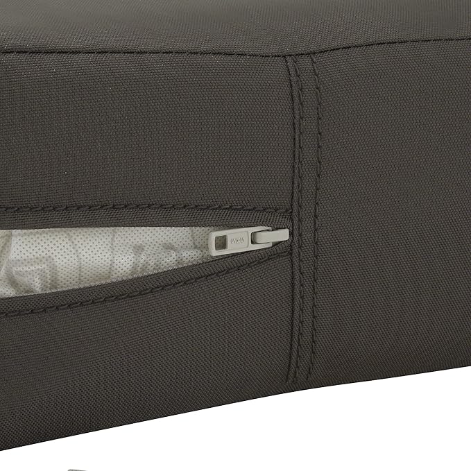 Classic Accessories Ravenna Water-Resistant 23 x 23 x 5 Inch Square Patio Seat Cushion Slip Cover & Foam, Espresso, Lounge Chair Cushion