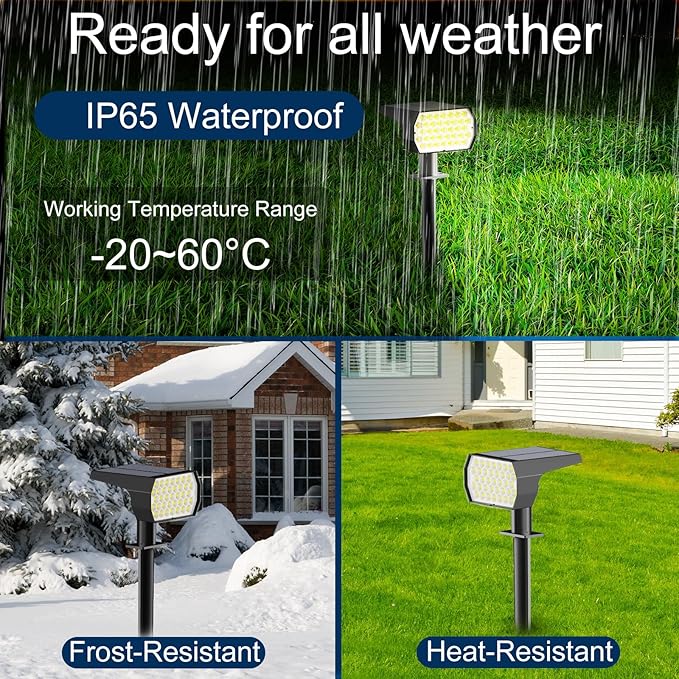 Solar Spot Lights Outdoor, [4 Pack/7 Colors/37 LED] 2-in-1 Solar Landscape Spotlights, IP65 Waterproof Auto On/Off Solar Powered Security Lights for Yard Garden Pathway Walkway