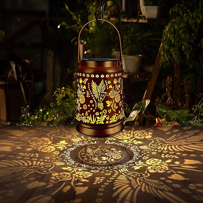 KY&BOSAM Solar Hummingbird Lanterns Outdoor Waterproof,LED 300 Lumens Metal Hanging Outside Lantern Lights Decorative for Yard Backyard Porch Garden Decorations Birthday Gifts for Women Mom Grandma