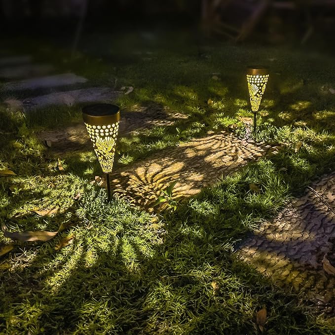 2-Pack Hummingbird Outdoor Solar Pathway Lights, Metal Garden Path Decorations, Waterproof Landscape Lighting for Yard, Lawn, Walkway – Gifts for Women, Mom, Grandma