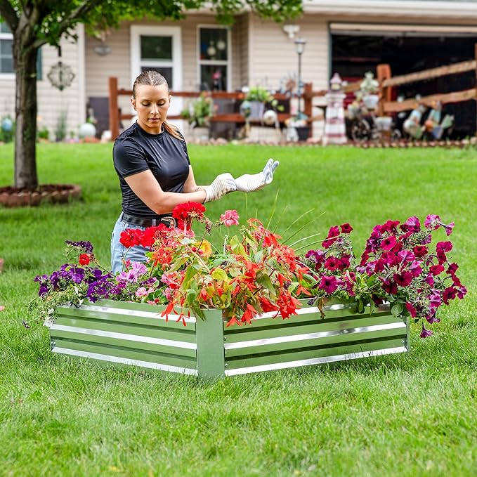 Sunnydaze Galvanized Raised Garden Bed - Metal Raised Bed for Gardening - Outdoor Planter Box for Flowers, Plants, and Vegetables - Silver - 48" W x 36" D x 12" H Rectangle