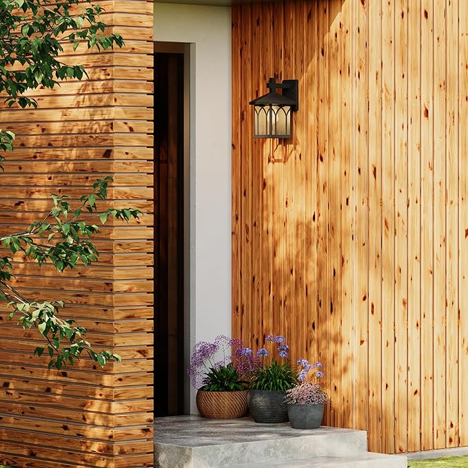 Inlight 11 4/5" High Black Finish and Seeded Glass Outdoor Wall Lantern (Set of 2), Bulb Not Included, IN-0603-1-BK