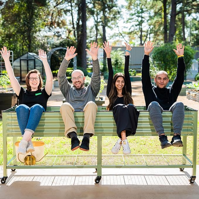 Rolling Elevated Raised Garden Bed-V Series, 2' x 8' Garden Beds with Legs & Storage Rack for Patio & Porch, 1400 Lbs Weight Capacity, Outdoor Planter Box for Vegetables Flower Herbs, Olive Green