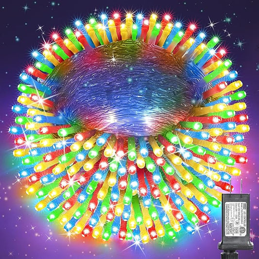 338Ft Christmas Lights Outdoor, 1000 LED Christmas String Lights with 8 Modes, Timer, Waterproof Fairy Twinkle Lights for Christmas Party, Garden, Wedding, Holiday, Xmas Tree Decorations (Multicolor)