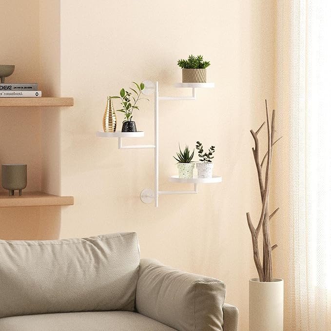 Rotating Window Plant Shelves, 3-Tier Metal Plant Shelf Indoor, White Plant Stand, Plant Rack for Wall Planters for Plants¡ê?Window Sill Gifts for Plant Lovers