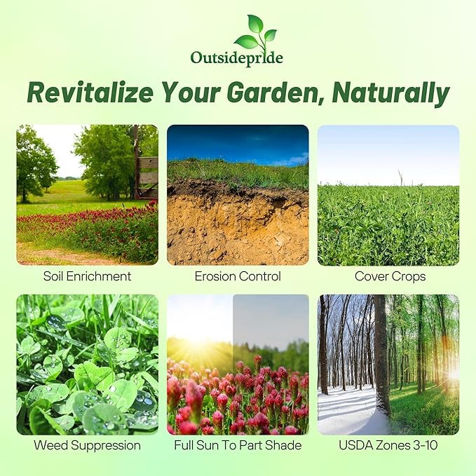 Outsidepride Gardenway Cover Crop Seeds - 25 lbs Nutrient-Rich Seed Mix for Soil Health Improvement & Home Gardens - Mixture of Triticale, Peas, Oats, Vetch, Annual Ryegrass, Crimson Clover