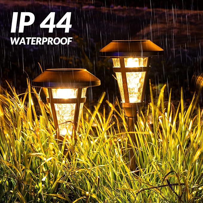 Solar Pathway Lights Outdoor 6 Pack, Warm White Lights Outdoor Waterproof, Bronze Finished Solar Garden Light for Yard Decor, Patio, Landscape, Lawn, Walkway, Pathway, Garden