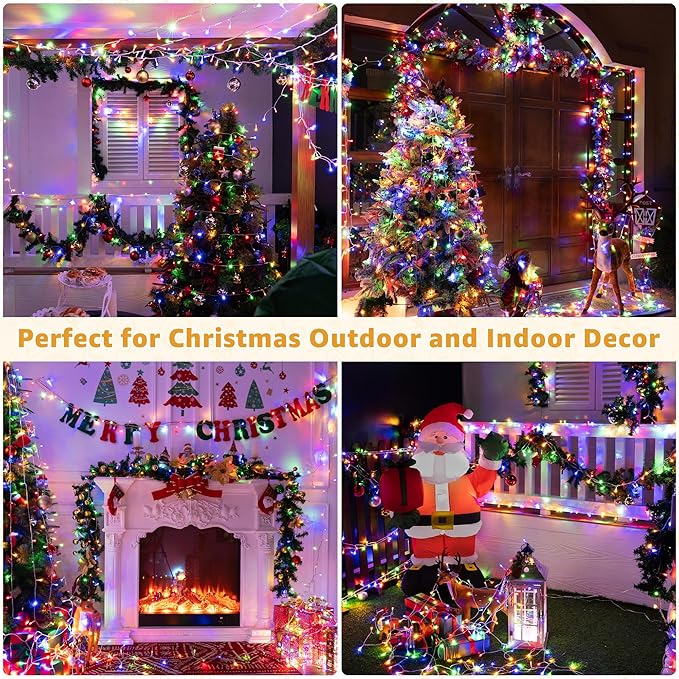 Ollny Christmas Lights Outdoor 800LED 262FT, Multicolor Plug in Fairy Lights with Remote, 8 Modes Waterproof Timers Dimmable LED String Lights for Indoor House Outside Bedroom Patio Balcony