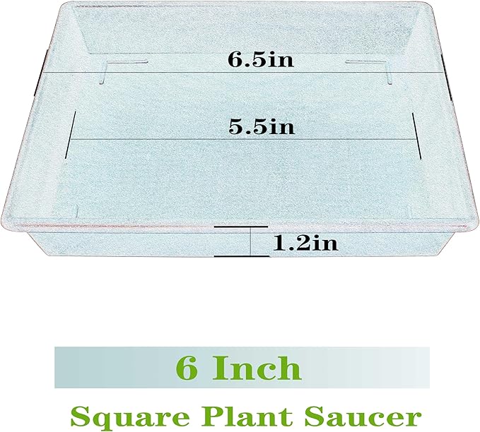 Square Plant Saucer 6 Inch 5 Pack6 8 12 14 16 18 20 Flower Pot No Holes Plant Drip Trays, Plant Trays for Pots Heavy Duty Plastic Plant Saucers for Indoors Outdoors