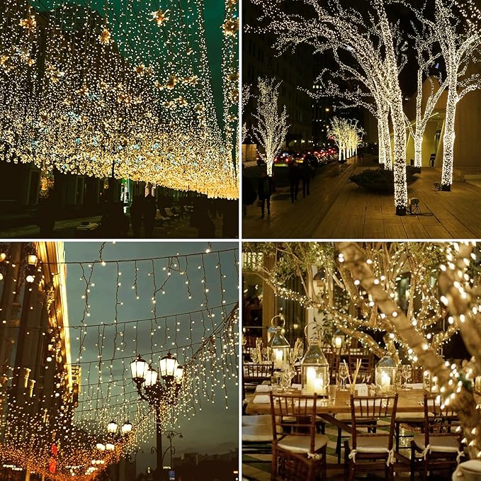 Solar String Lights for Outside, 2 Pack 240 Led Solar Christmas Lights Outdoor Waterproof 82ft Solar Fairy Lights 8 Lighting Mode Solar String Lights Idea for Garden,Courtyards,Trees(Warm White)