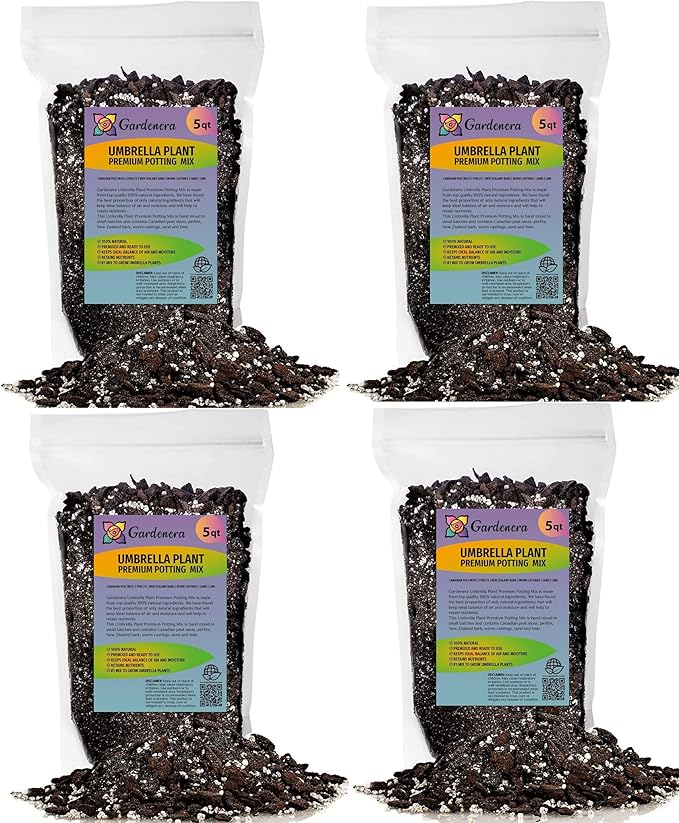 Umbrella Plant Premium Potting Mix - 20 Quart - Nourish Your Plants with Nature's Finest Ingredients (4 Bags of 5 QT)