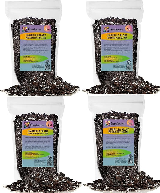 Umbrella Plant Premium Potting Mix - 20 Quart - Nourish Your Plants with Nature's Finest Ingredients (4 Bags of 5 QT)