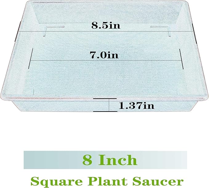 Square Plant Saucer 5 Pack 8 10 12 14 16 18 20 Inch, Plant Trays for Pots Heavy Duty Plastic Plant Saucers for Indoors Outdoors, Flower Pot No Holes Plant Drip Trays