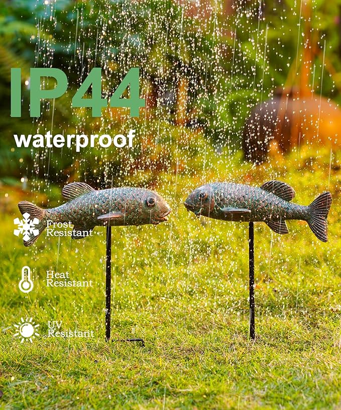 Outdoor Koi Fish Statues 2Pack: Garden Sculpture Ornaments Pond Decor for Yard Lawn Patio Porch Outside Decorative Gifts for Grandma Women Mom