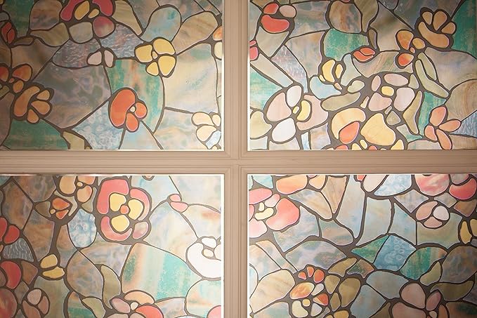 d-c-fix 346-0431-4PK Self-Adhesive Privacy Glass Window Film, Venetian Garden, 17" x 78" Roll, 4-Pack