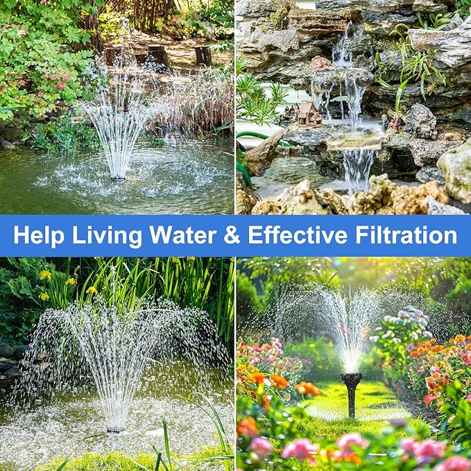 Pond Filter with Pump Kits, 800GPH Pond Filter with 60W Pond Pump & Fountain Kit, Pond Filter Suitable for Outdoor Ponds Clean, Garden, Fountain(Corded Electric)