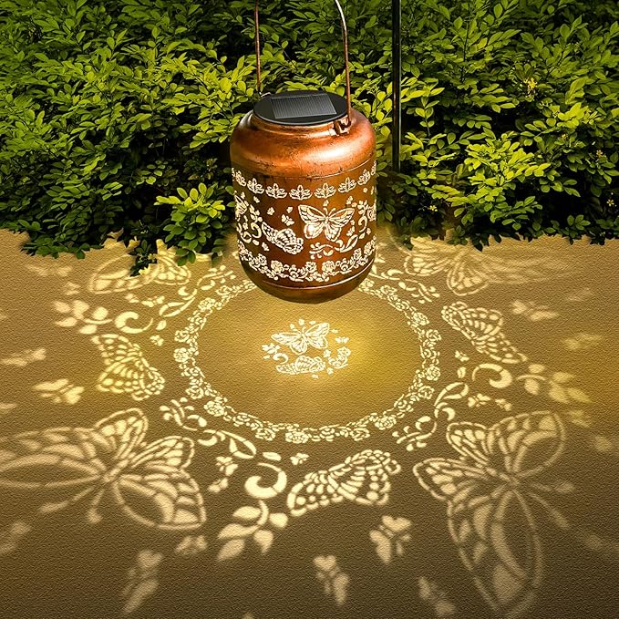 Butterfly Solar Lanterns Outdoor Hanging Waterproof Butterfly Garden Decor Christmas Gifts for Women Mom Grandma Metal Solar Lights Decoration Outside for Yard, Patio,Pathway Landscape