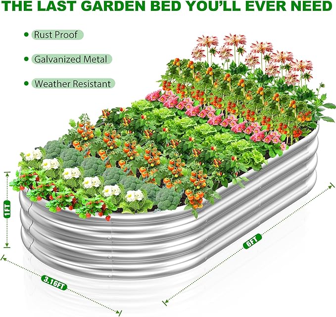 2pcs 72x36x12in Galvanized Steel Raised Garden Bed, Outdoor Planter Box for Easy DIY & Clean - Large Metal Garden Beds for Backyards, Terraces & Balconies