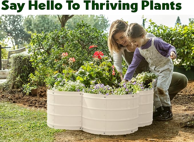 Galvanized Raised Garden Beds Outdoor // 3×3×1 ft Planter Raised Beds for Gardening, Vegetables, Flowers // Large Metal Garden Box (White) // Patented Tool-Free Design