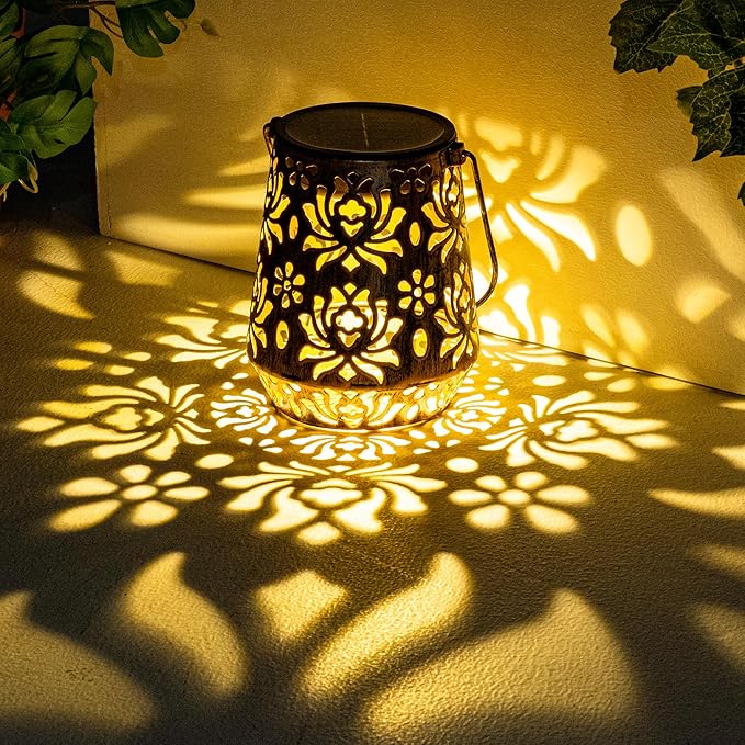 Solar Lanterns Outdoor Decor Waterproof,Flower Hanging Gifts for Women, Mom, Solar Garden Lights Metal Decoration for Outside,Yard, Patio,Garden,Porch,Pool