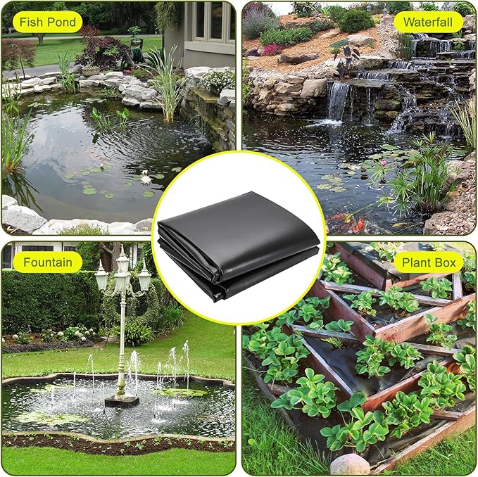7 x 10 FT Pond Liner, 20 Mil Pond Liners for Outdoor Ponds, HDPE Pond Liner Easy Cutting Puncture Resistant, Pond Liners for Water Garden Fountain Waterfall, Koi Fish Aquaculture Pond