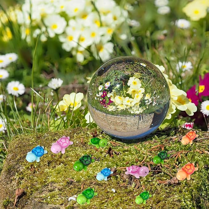 Soaoo 120 Pcs Miniature Sea Turtle Figurine Multicolor Tiny Turtle Statue Mini Sea Creatures Tortoise Miniature Resin Animals for DIY Garden Decoration Cake Home Decor, 2 Sizes (Multicolor)