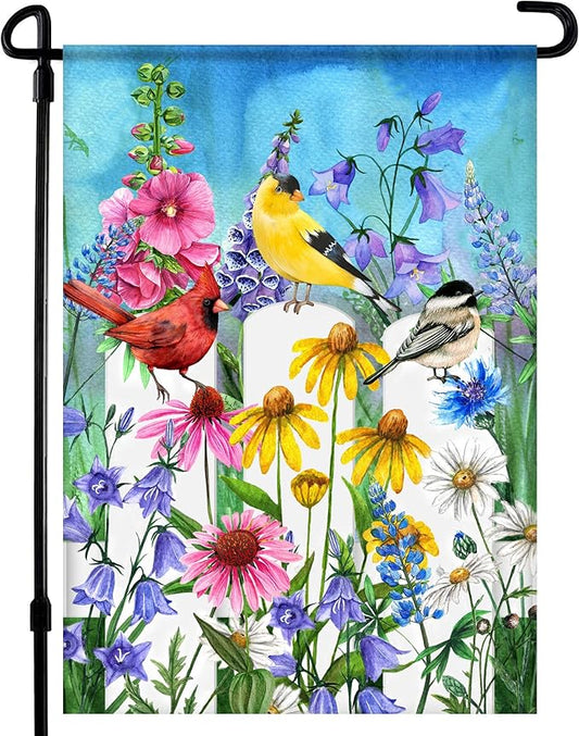 Summer Garden Flag - 12.5 x 18 Inch Double-Sided Spring Flowers Printed Art Front Yard Decor - Seasonal Welcome Outdoor Banner for House Porch, Patio, Lawn, and Deck - Suits Standard Stands