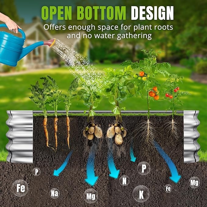 Sponvatt Raised Garden Bed - Outdoor Galvanized Raised Garden Bed Planter Boxes, Large Oval Metal for Gardening Planter Box Kit,Suitable for Vegetables,Herbs (Silver, 8x4x1 Ft)