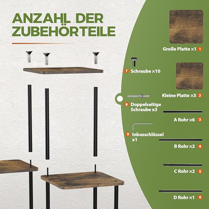 Bamworld Small Plant Stand Indoor, 4 Tier Metal Plant Shelf for Multiple Plants, Corner Flower Stand for Patio Garden Balcony Living Room Bedroom(Brown)