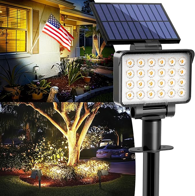 Solar Spot Lights Outdoor Waterproof for Flag, Tree, House, Garden, Yard, Landscape Spotlights for Accent Uplighting Halloween Christmas Decorations-1 Pack